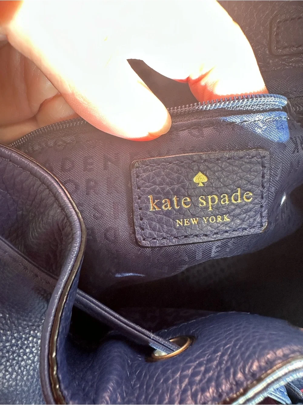 kate spade Navy Blue Pebbled Leather Backpack